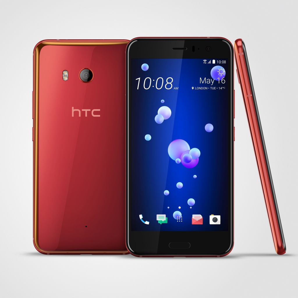 Стильные новинки смартфоны HTC U11 на сером фоне, 2017