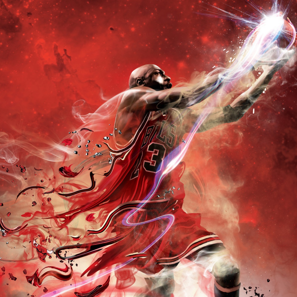 Виртуозный бросок мяча  баскетболиста Майкла Джордана NBA  