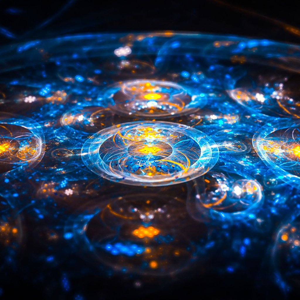 Красивый голубой с желтым фрактальный рисунок