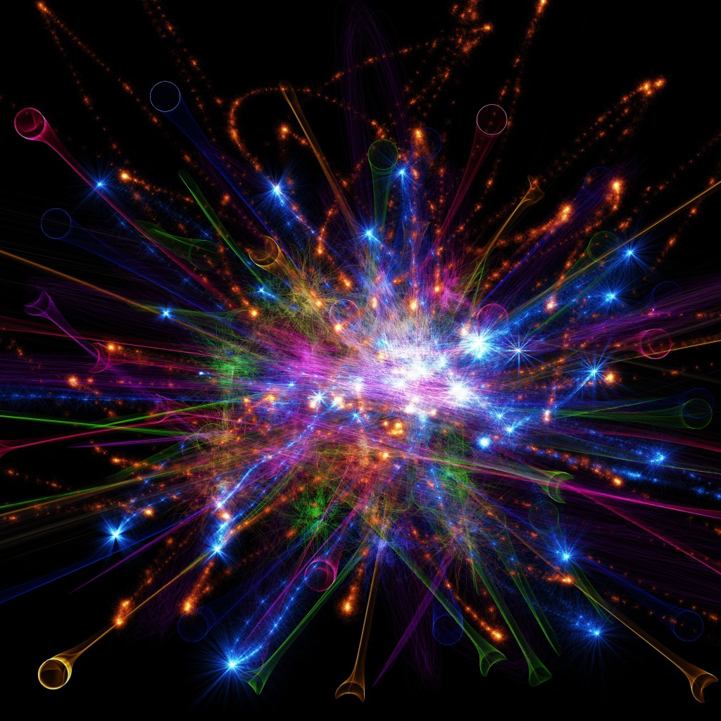 Яркие абстрактные лучи на черном фоне