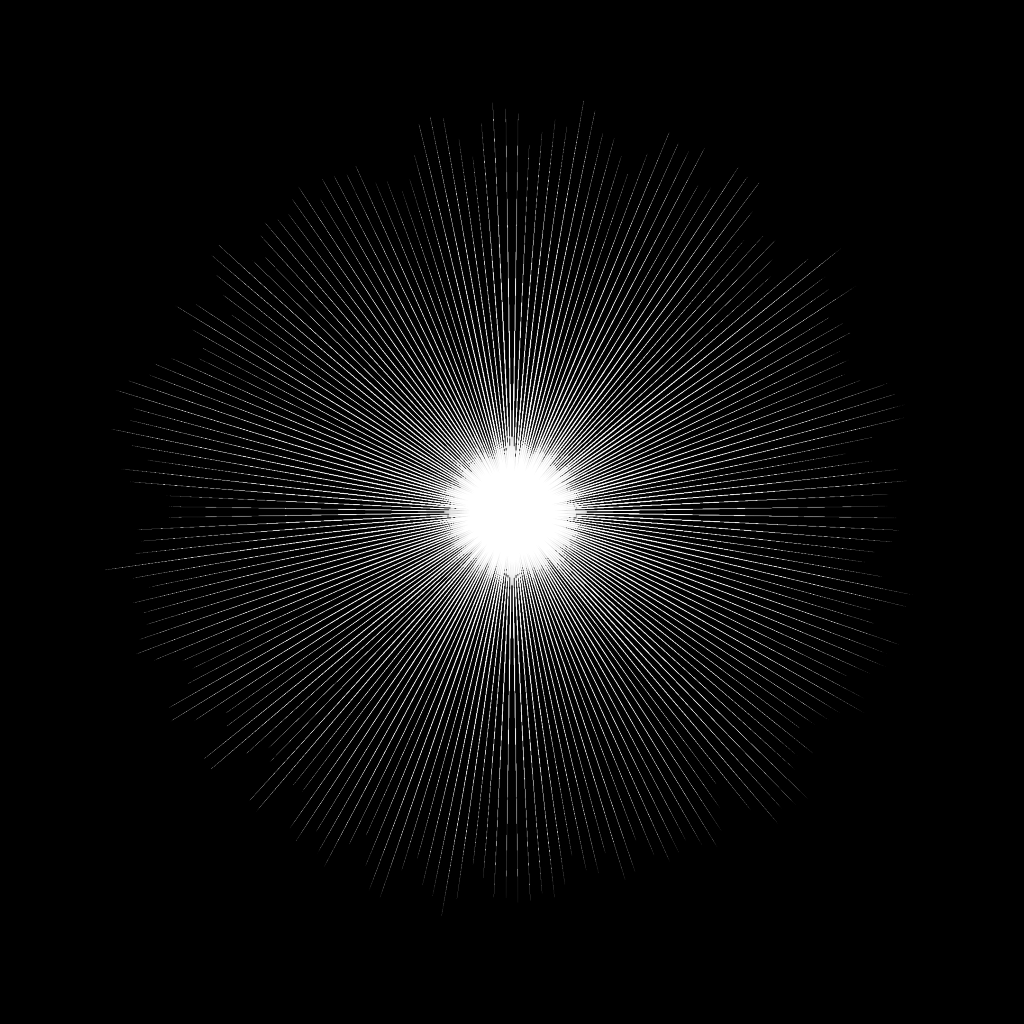 Bright glowing circle with rays on a black background