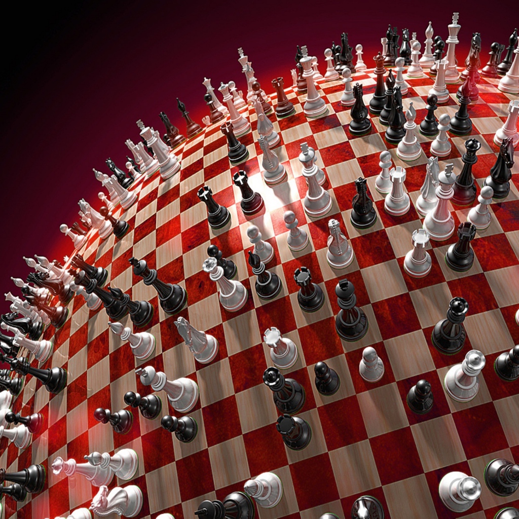 Шахматы на круглой шахматной доске, 3д графика