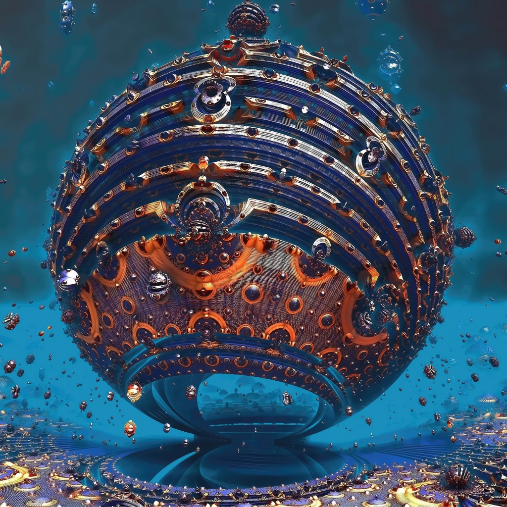 Фрактальная 3д сфера крупным планом