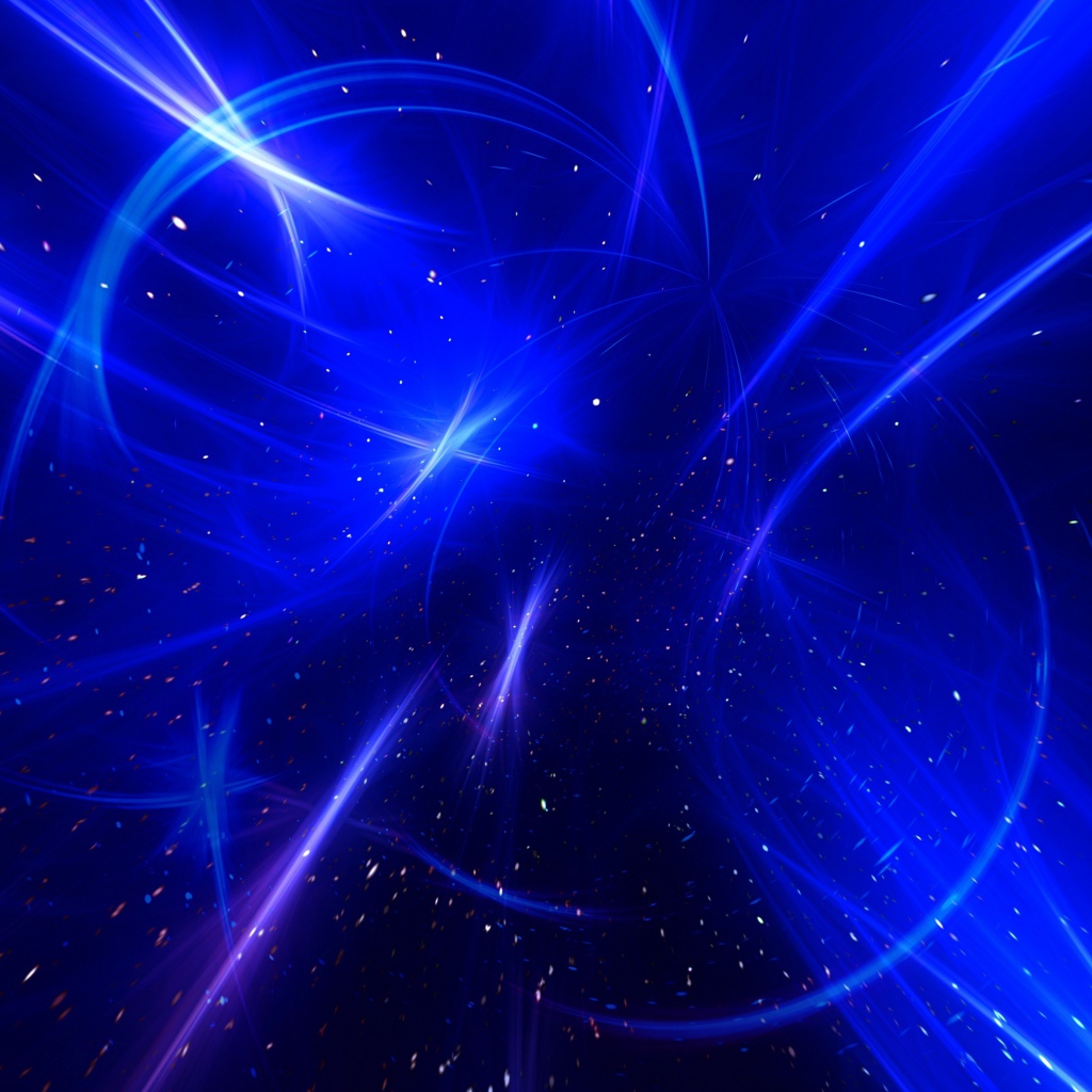 Сверкающие белые полосы на голубом фоне, абстракция 