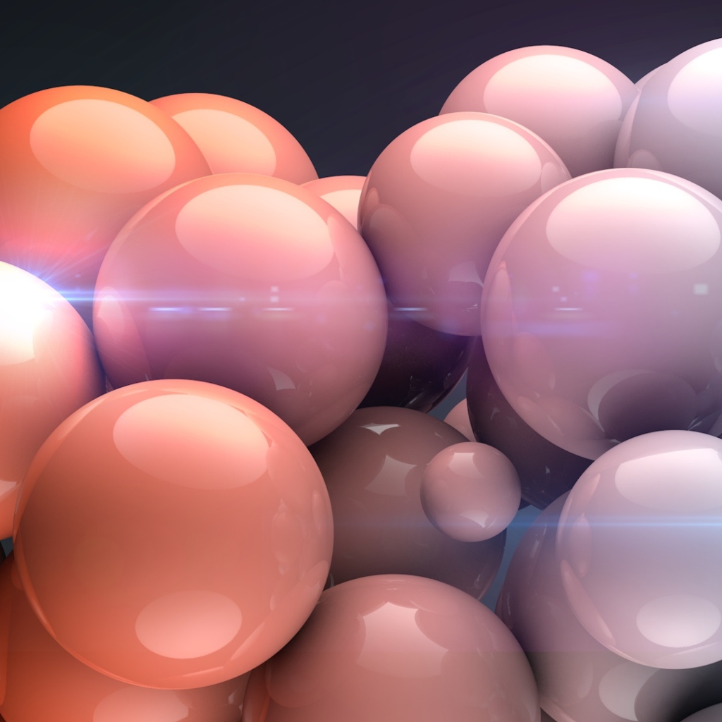 Large multi-colored balls, 3D graphics