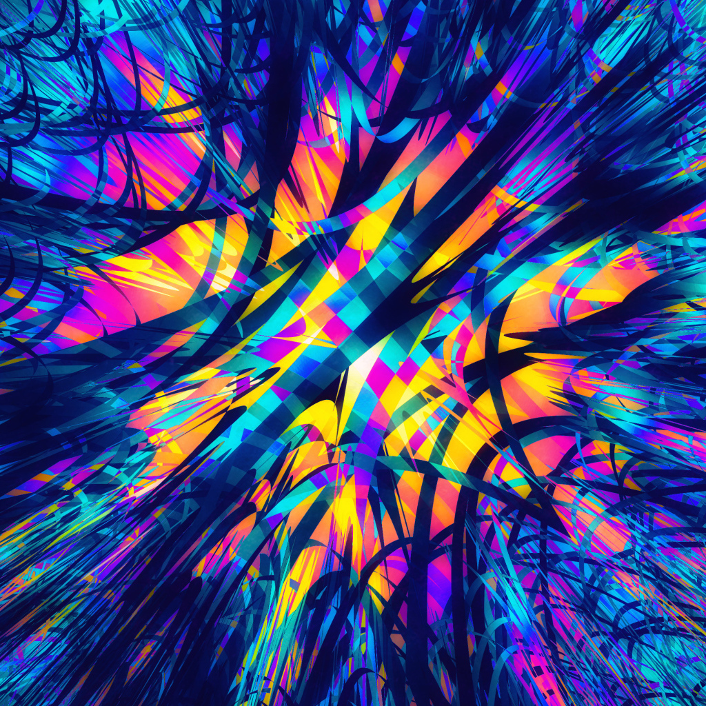 Разноцветный абстрактный рисунок на синем фоне