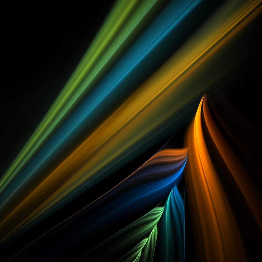Разноцветные абстрактные линии на черном фоне