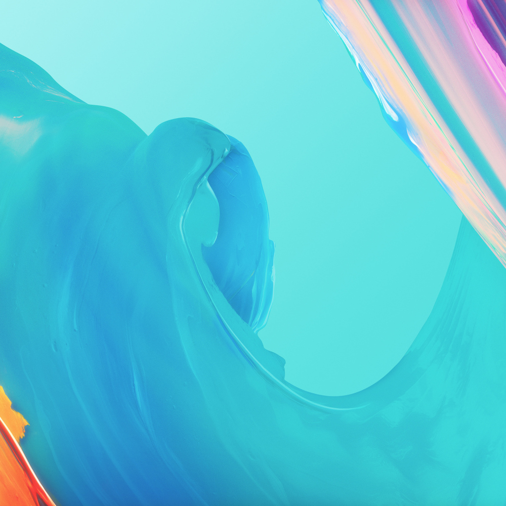 Разноцветные волны из краски на голубом фоне, абстракция