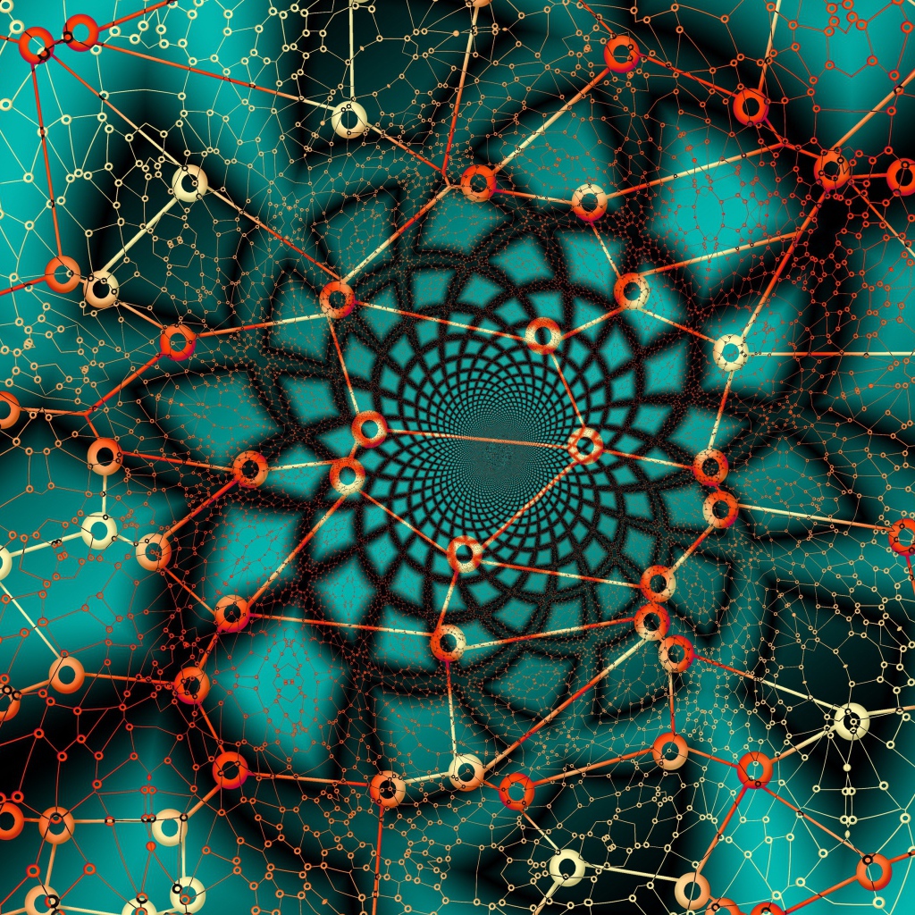 Узор из линий с кругами на голубом фоне