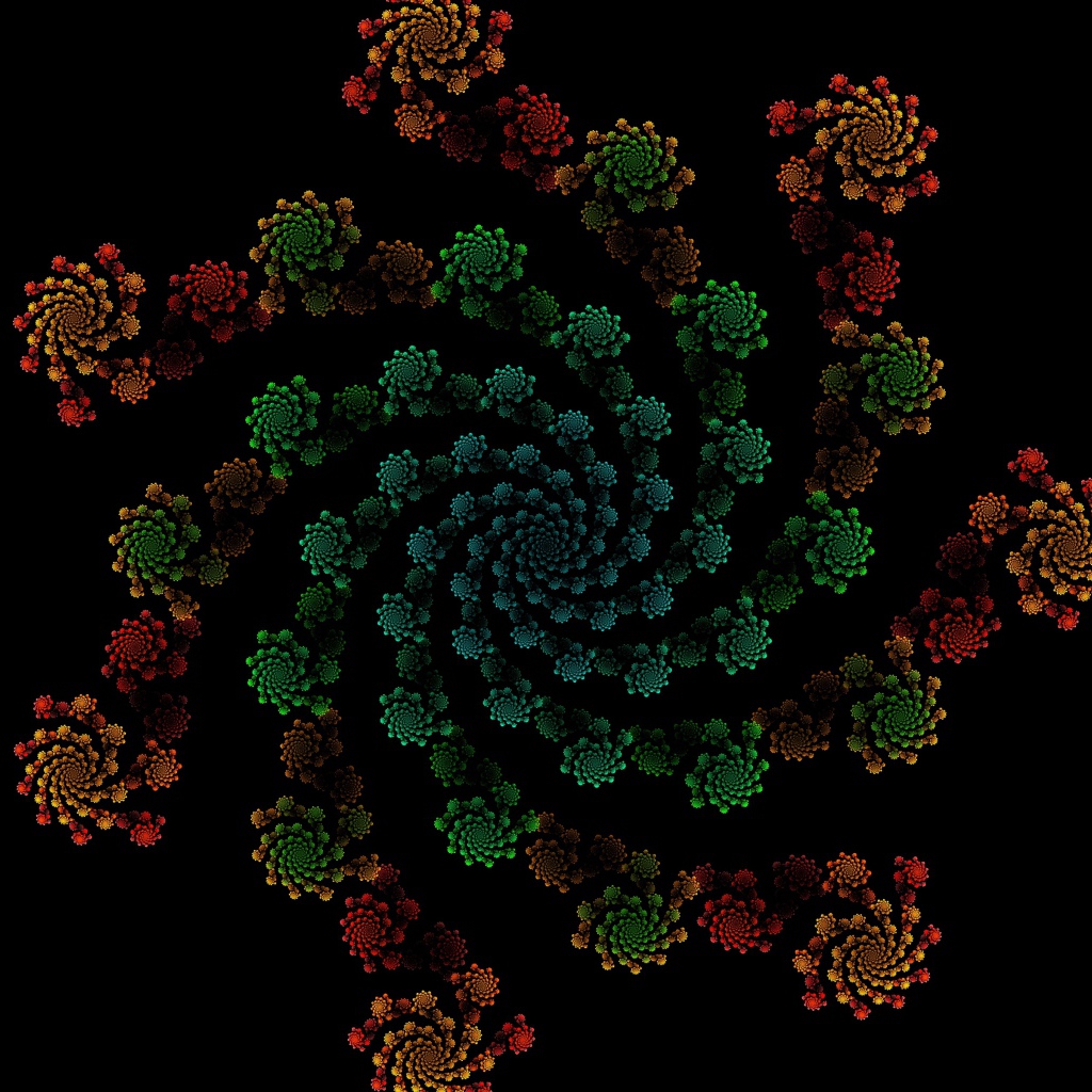 Узорный фрактальный рисунок на черном фоне