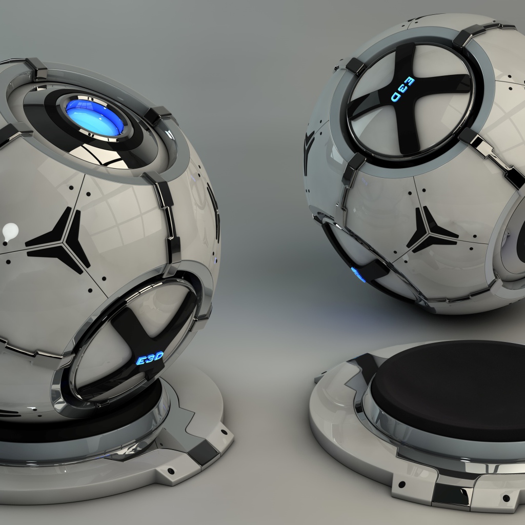 Две сфера на сером фоне, 3д графика