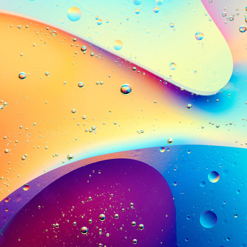 Капли воды на разноцветном фоне, 3д графика