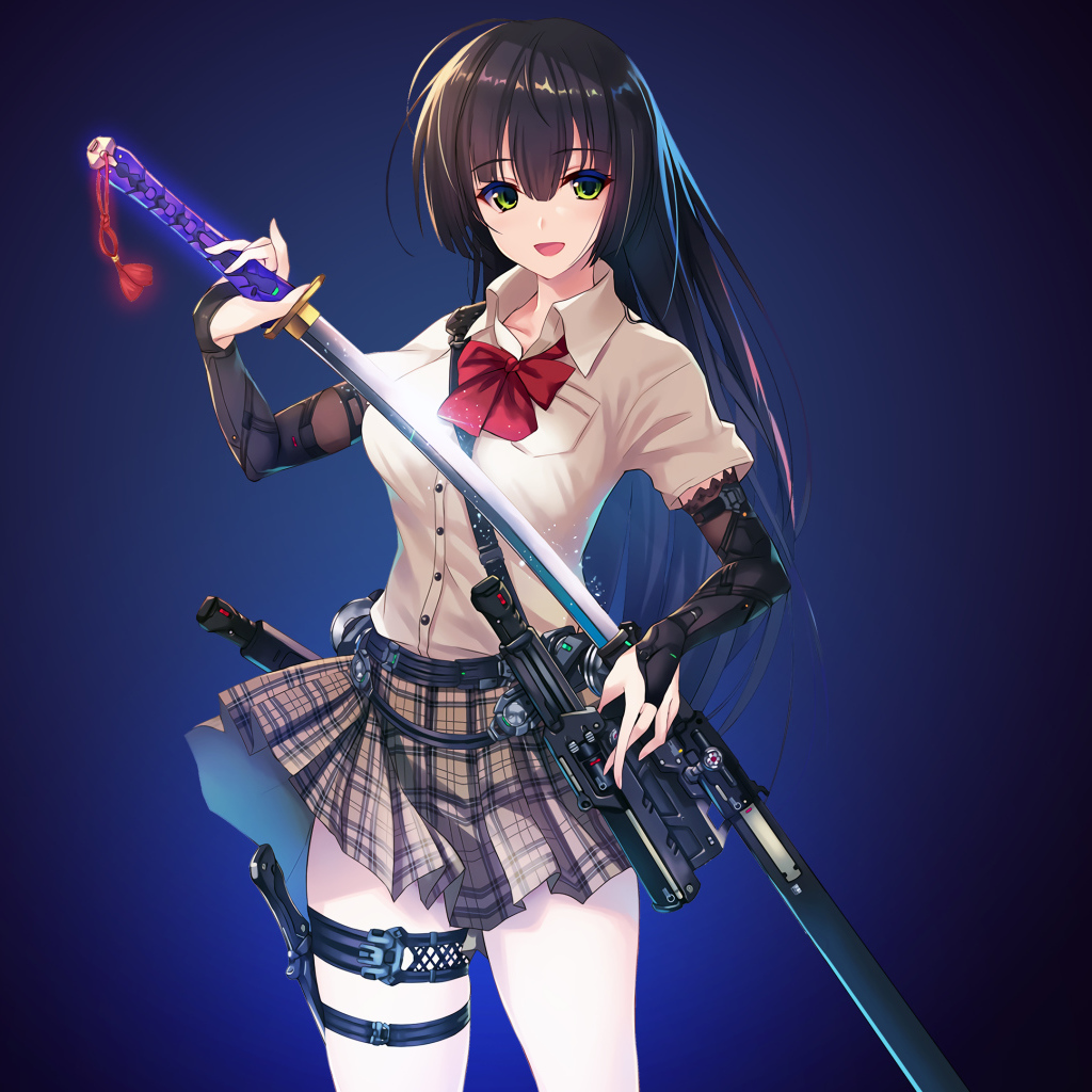 Anime girl with a samurai sword