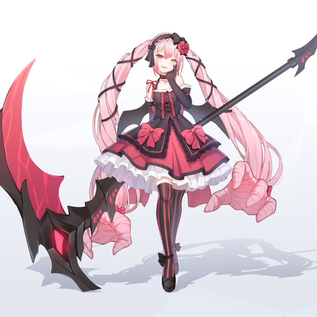 Девушка аниме с длинными розовыми волосами