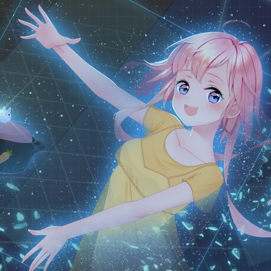 Красивая девушка аниме с розовыми волосами 