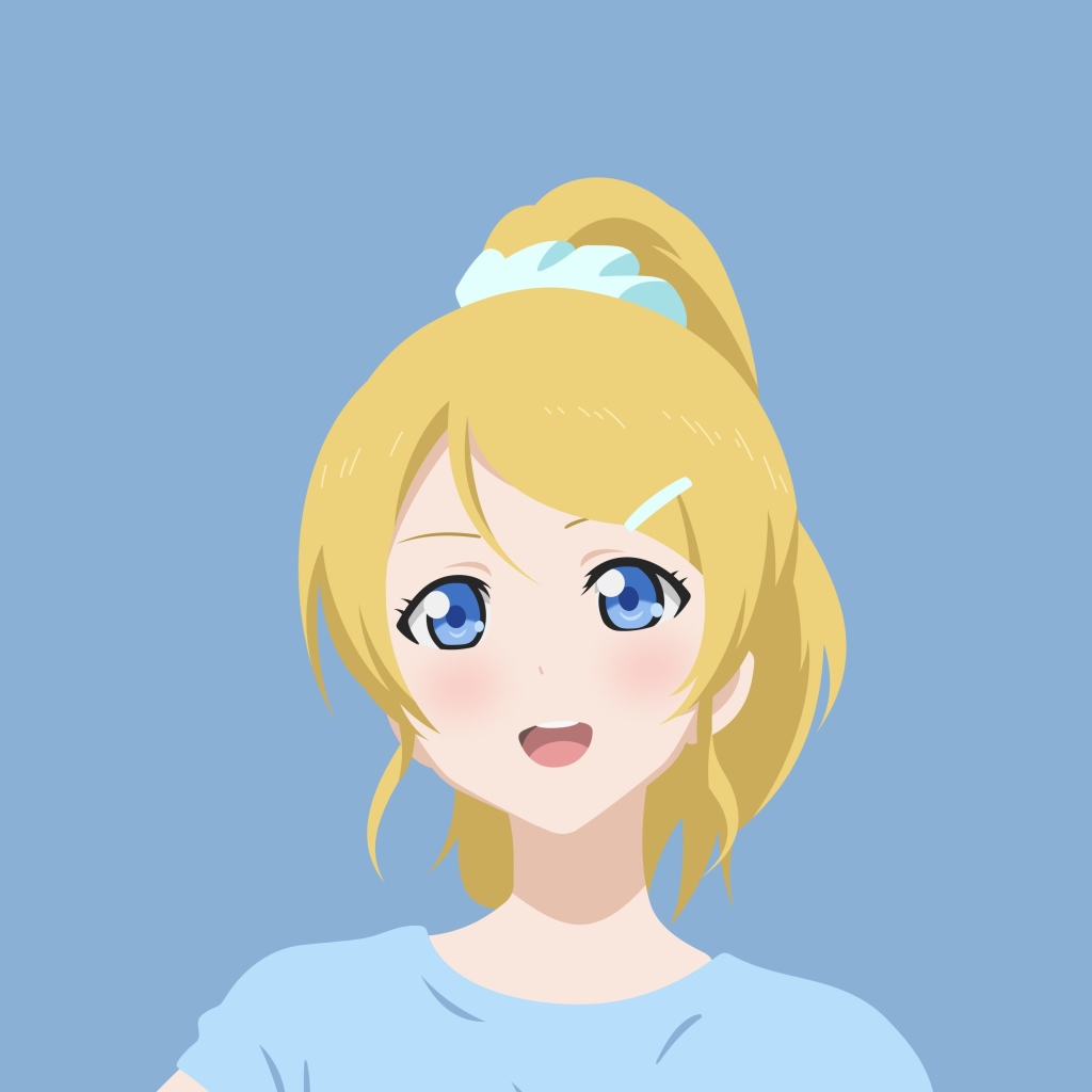 Голубоглазая девушка аниме с желтыми волосами