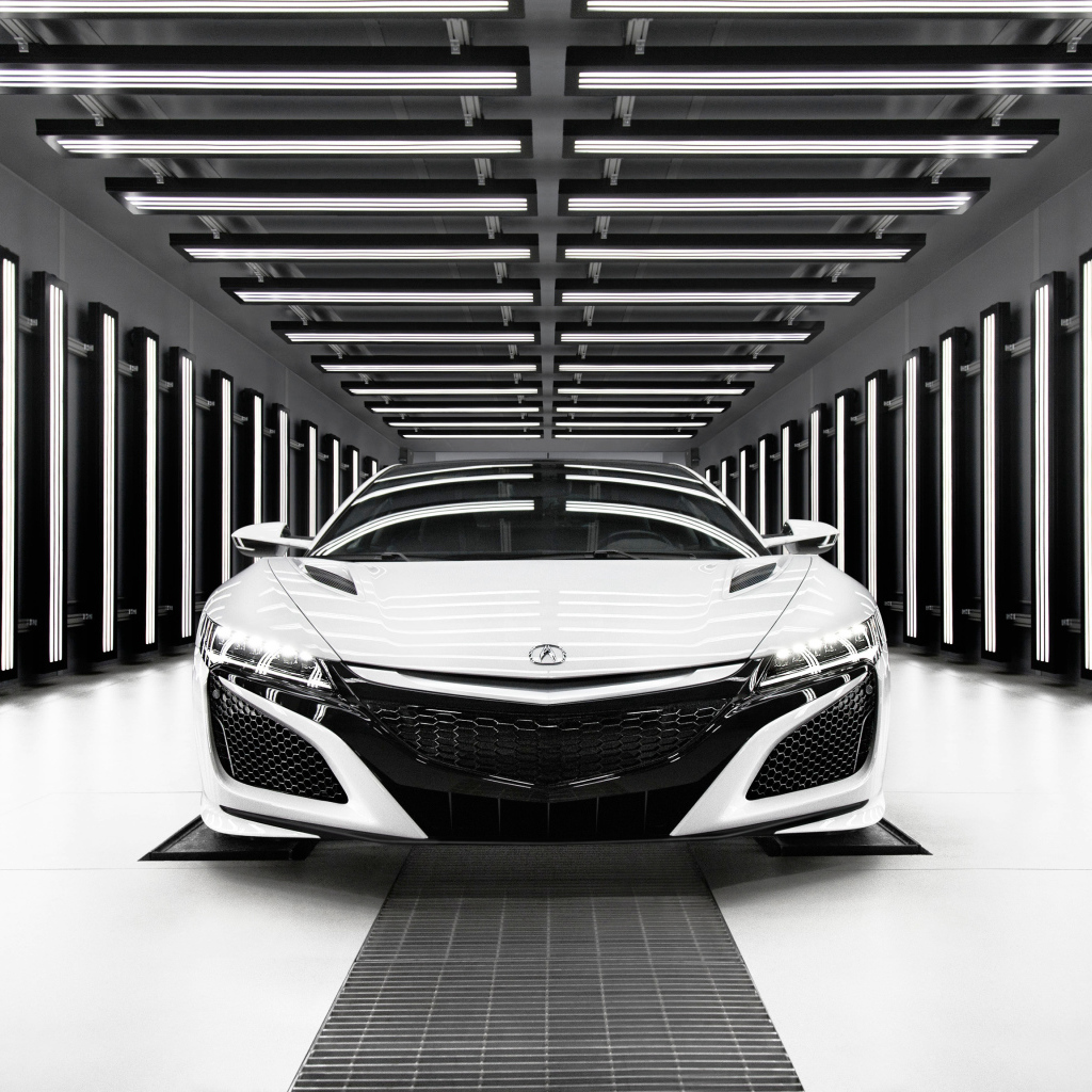 White car Acura NSX, 2019 front view