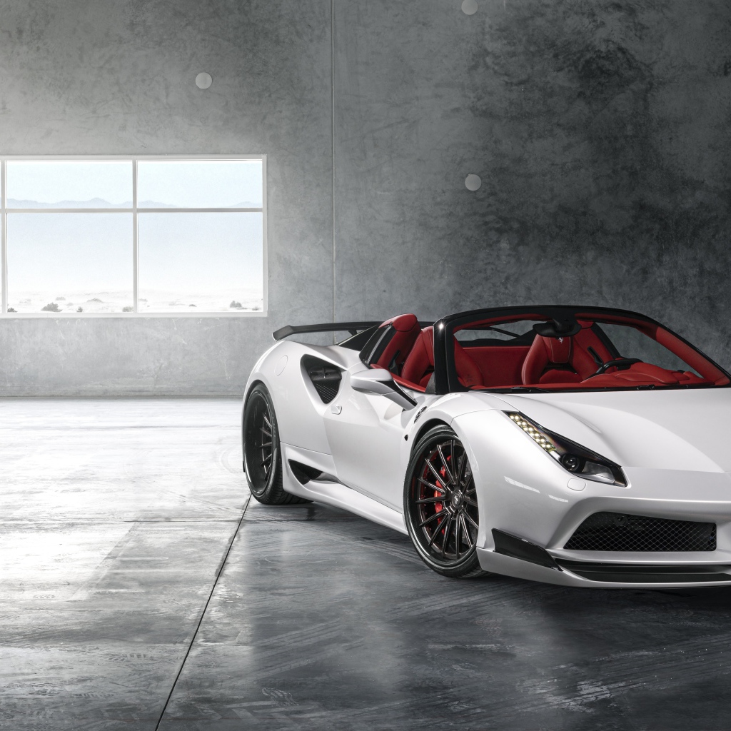 Белый спортивный кабриолет Ferrari 488 Pearl White