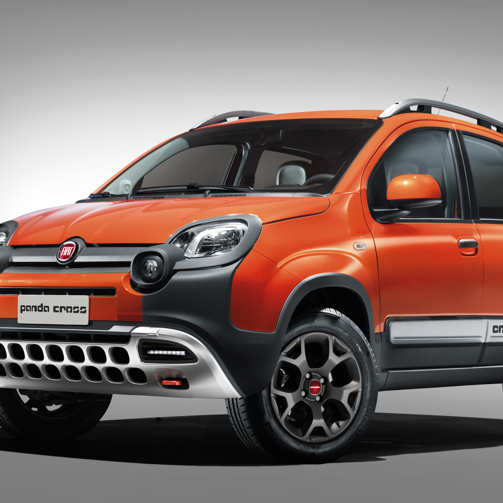 Red SUV Fiat Panda Cross 2014 on a gray background