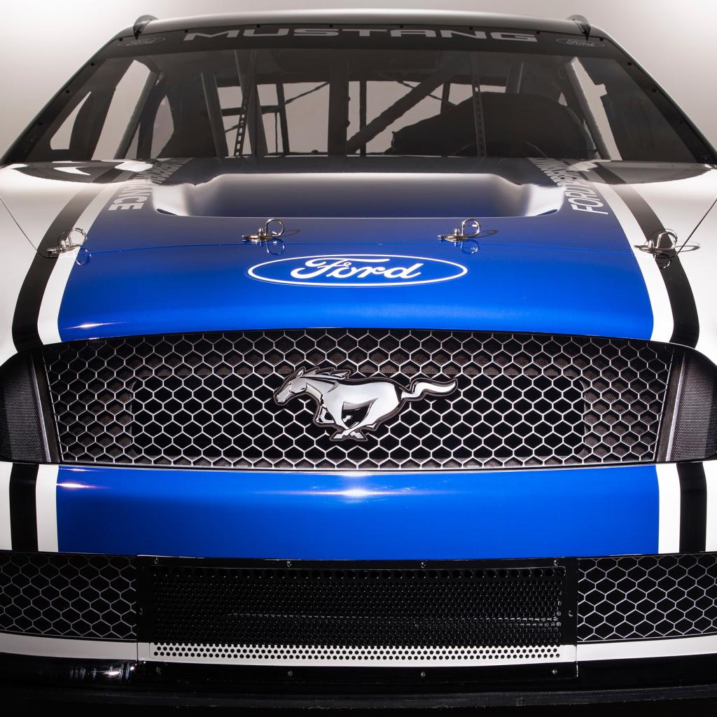 Sports car Ford NASCAR Mustang, 2019 front view