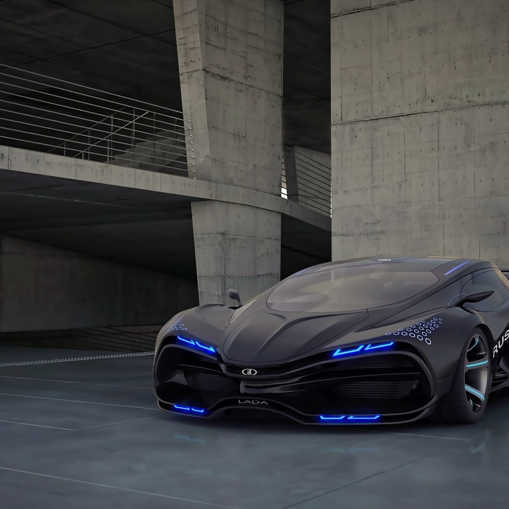 Черный суперкар Lada Raven