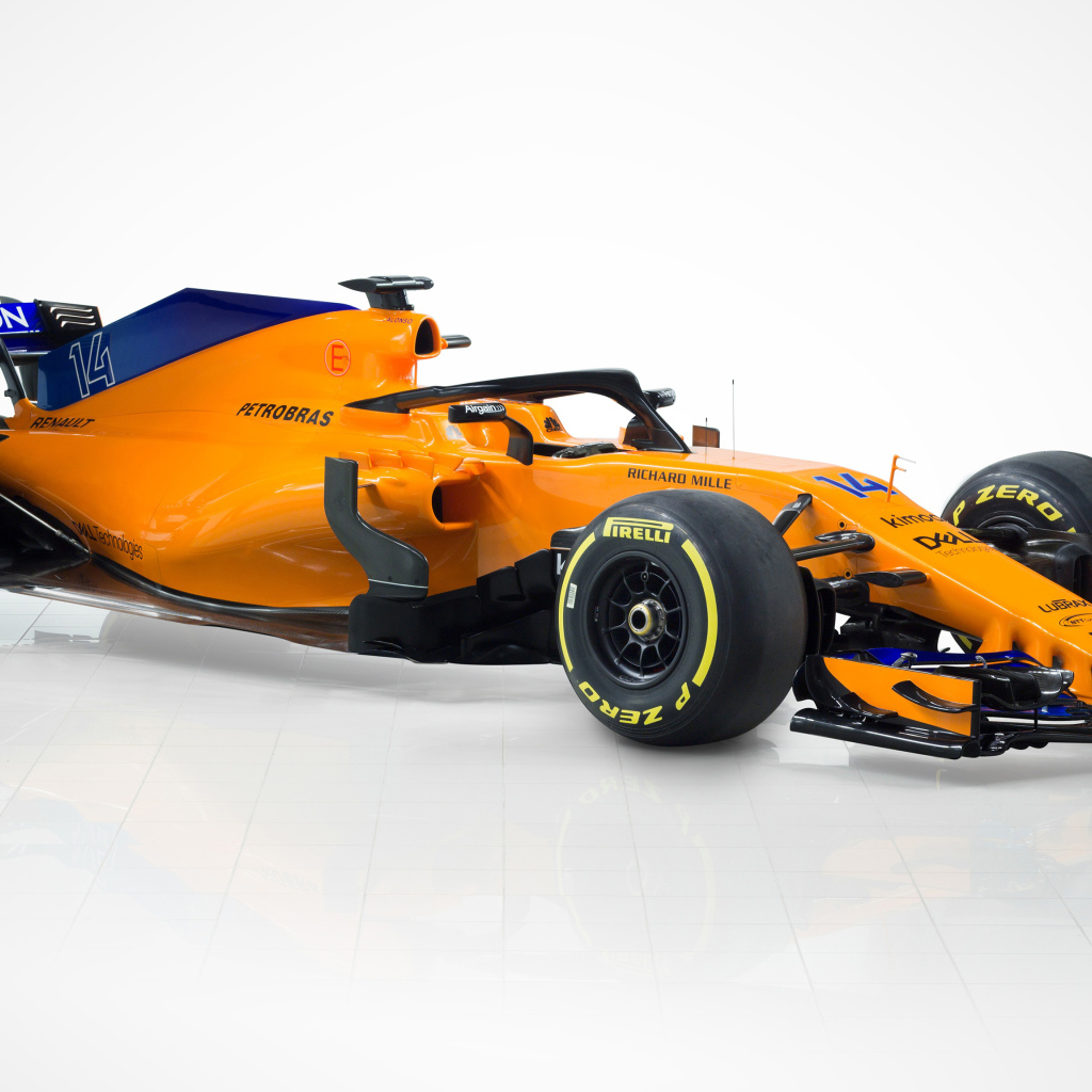 Гоночный автомобиль McLaren MCL33 F1, 2018 на сером фоне