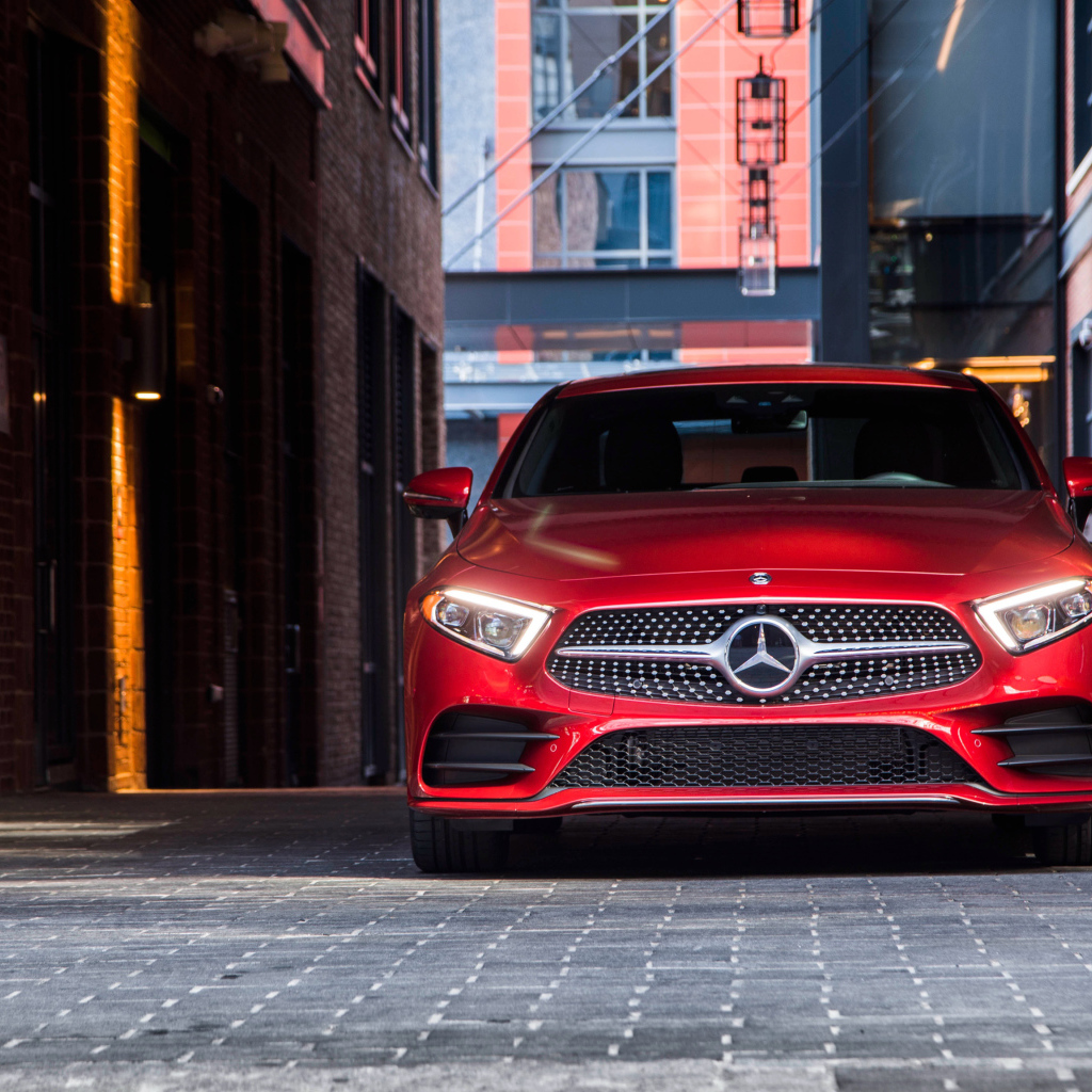 Red car Mercedes-Benz CLS 450 AMG Line, 2019