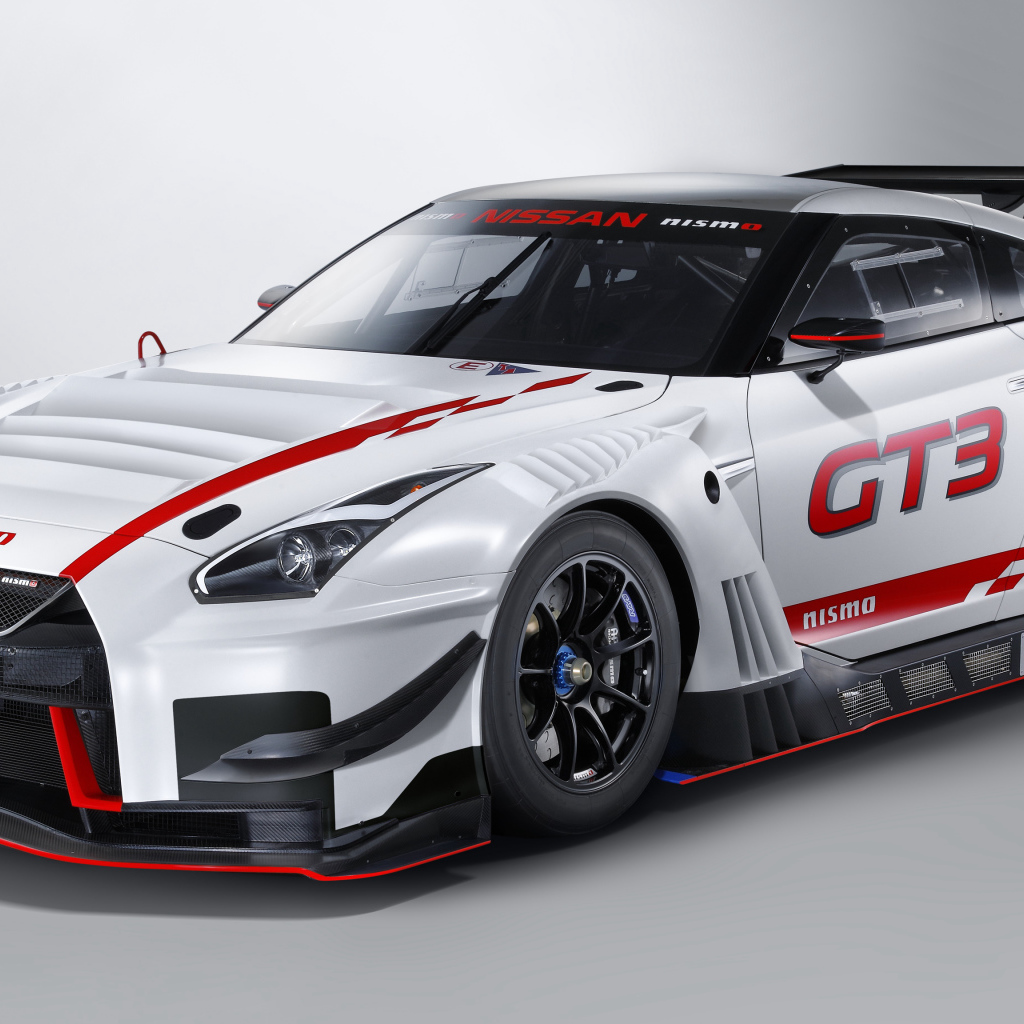 Sports car Nissan GT-R Nismo GT3, 2018 on a gray background