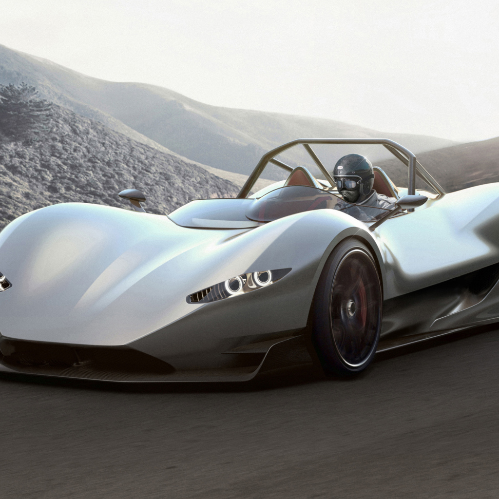 Серебристый спортивный автомобиль Aznom SerpaS, 2018