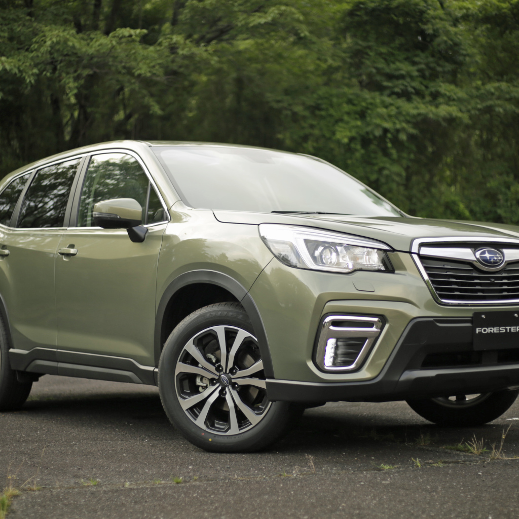 Внедорожник Subaru Forester, 2019 года в лесу
