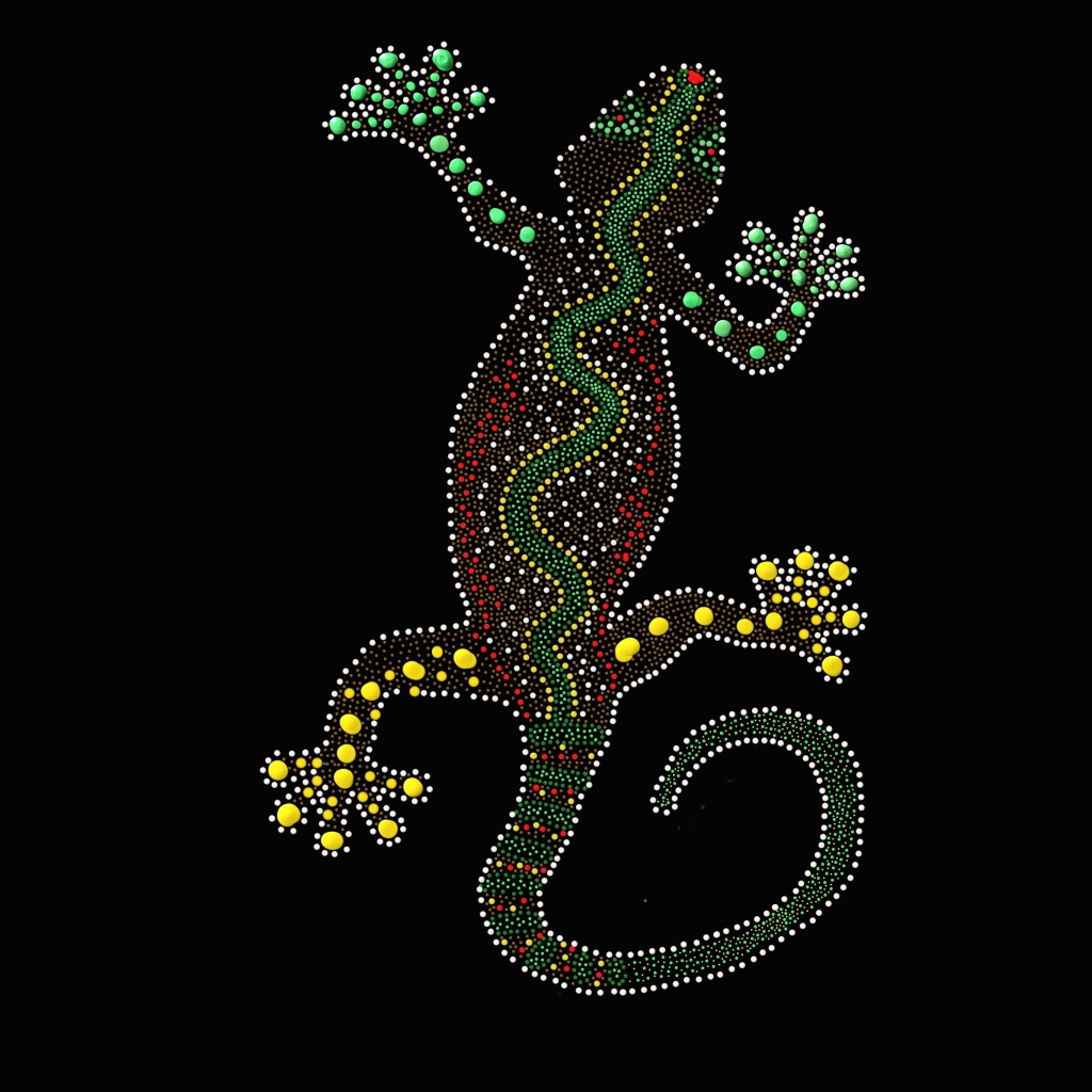 Блестящий геккон на черном фоне