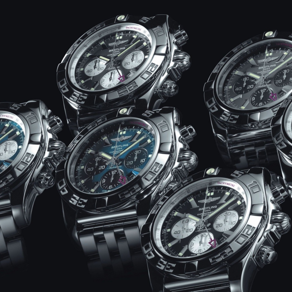 Stylish men's watch Breitling on a black background