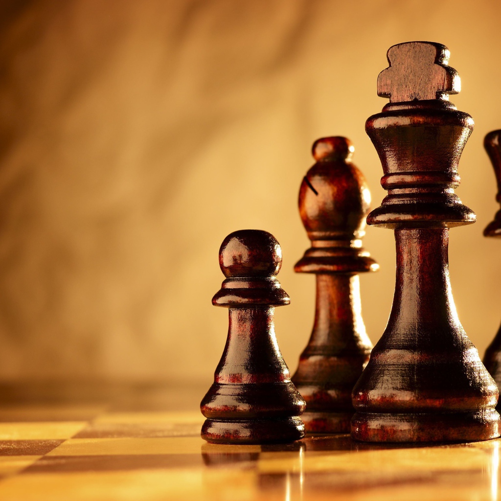 Деревянные шахматные фигуры на шахматной доске