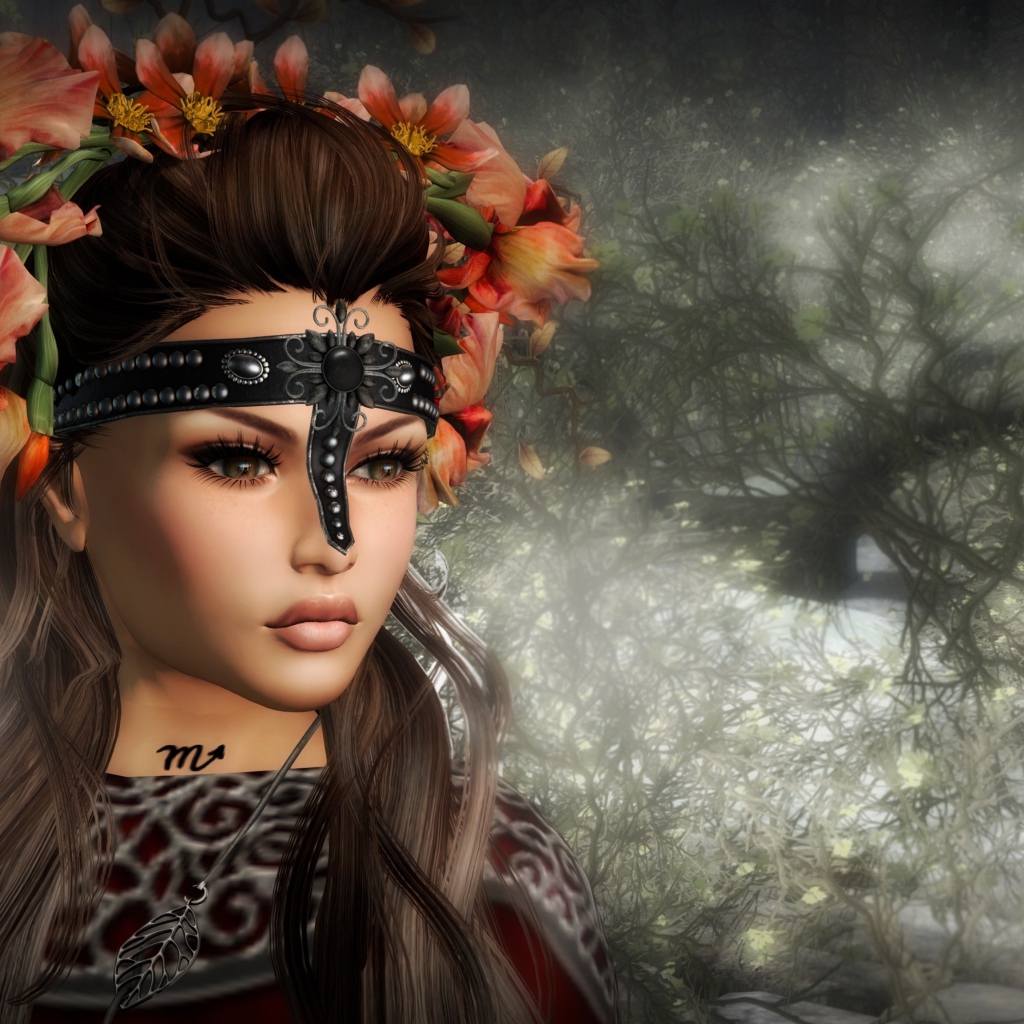 Красивая девушка с венком на голове, фэнтези