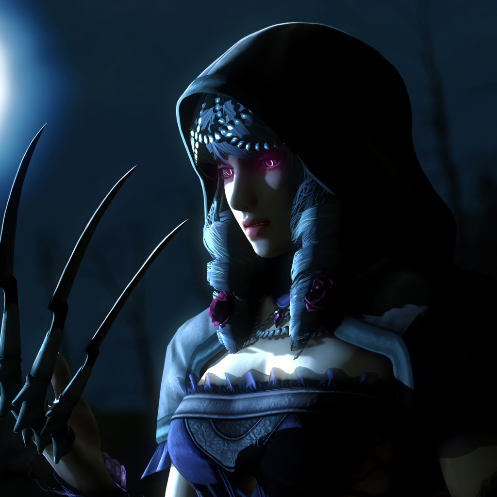 Фантастическая девушка с длинными когтями на руках