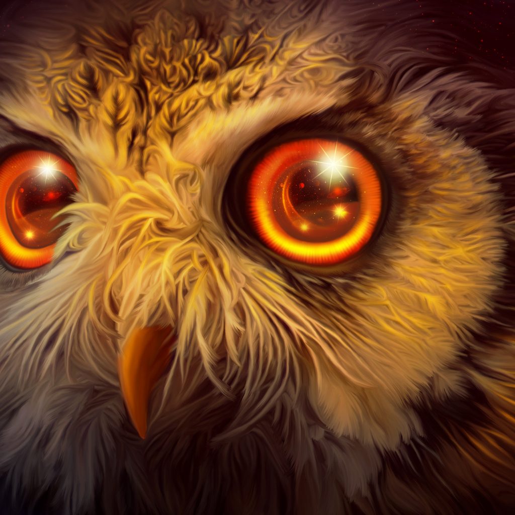 Mystic Owl with Yellow Eyes Fantasy