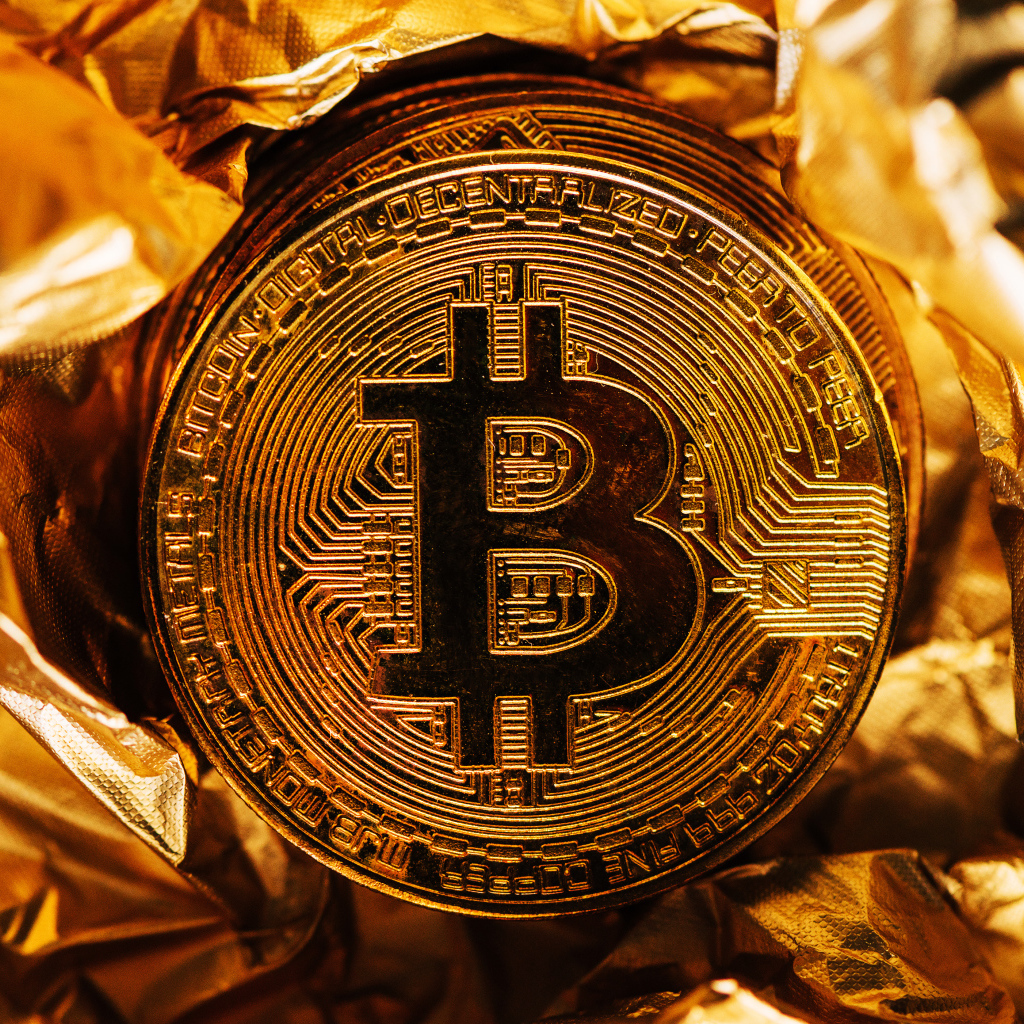 Bitcoin Gold Coin on Foil