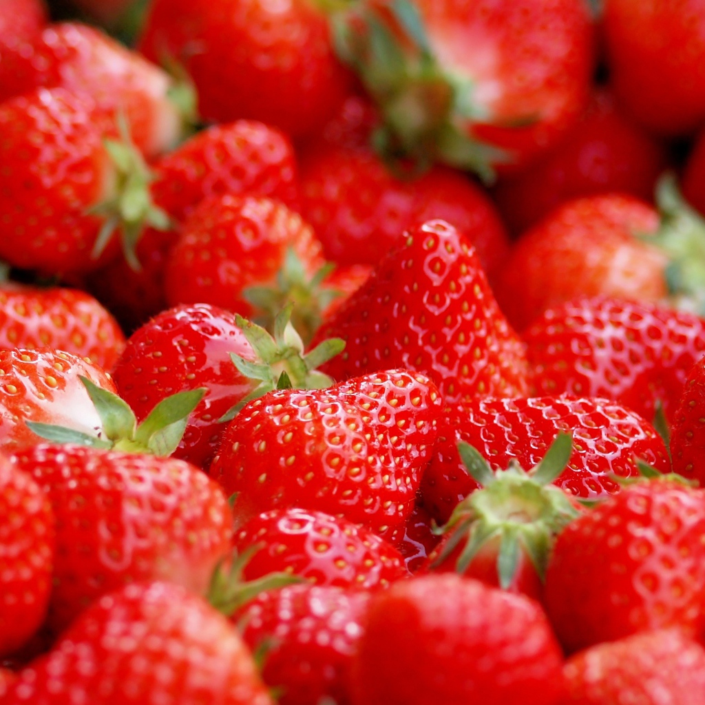 Красивая спелая красная клубника крупным планом