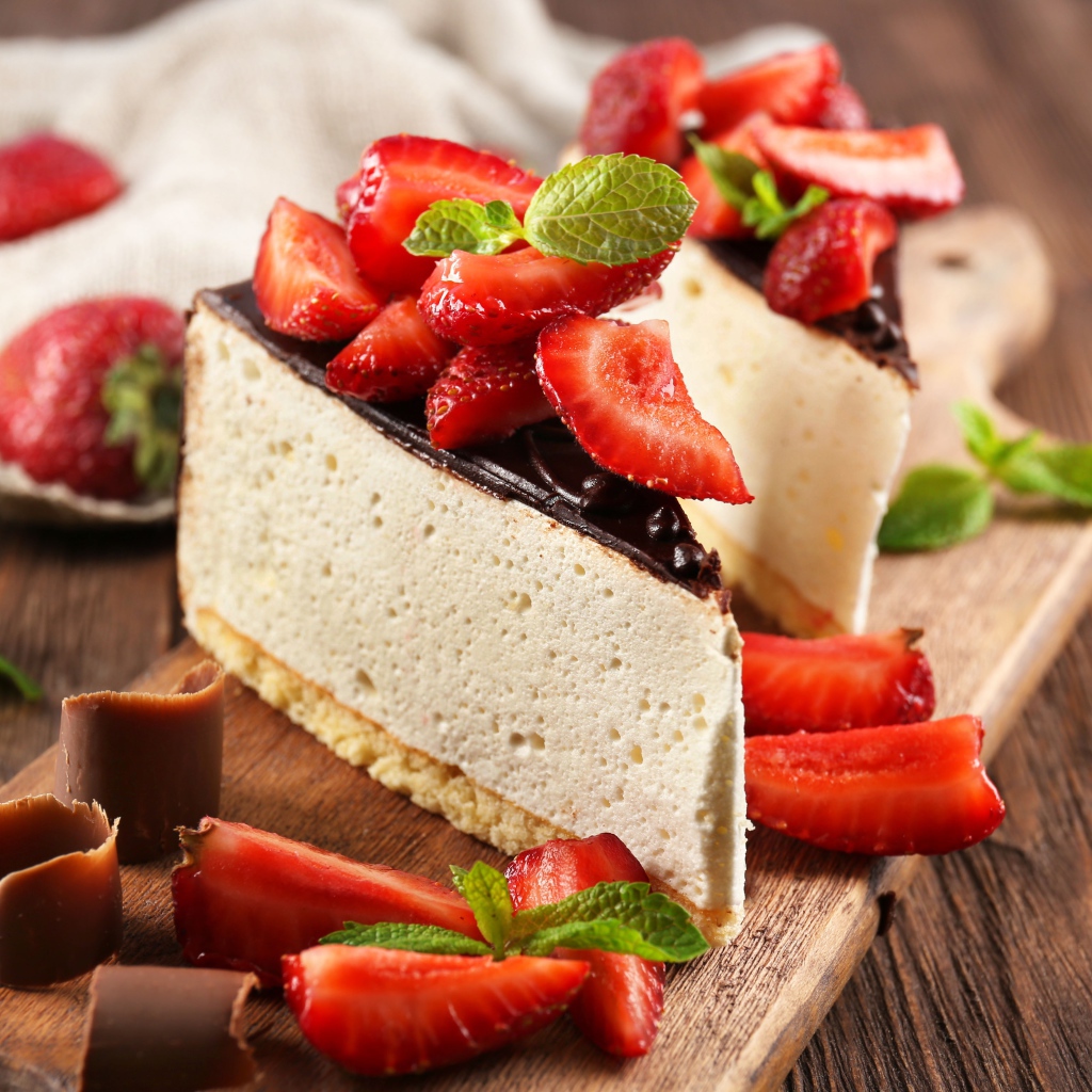 Чизкейк с шоколадом и ягодами клубники 