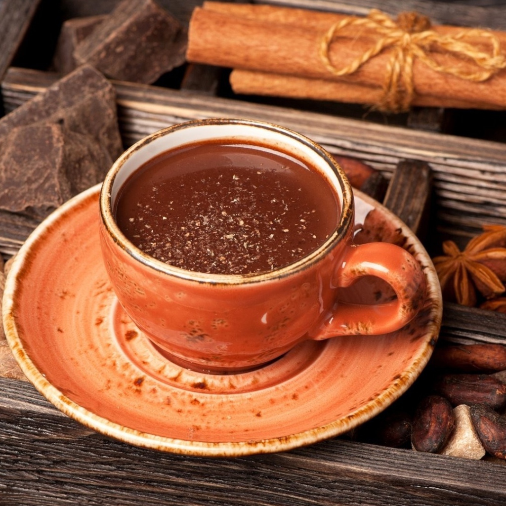 Чашка горячего шоколада со специями 