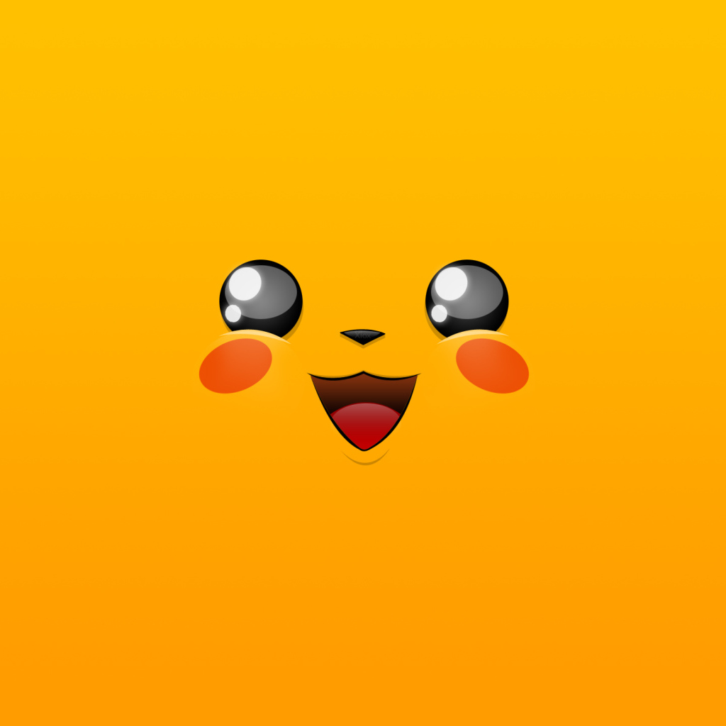 Лицо покемона Пикачу на желтом фоне