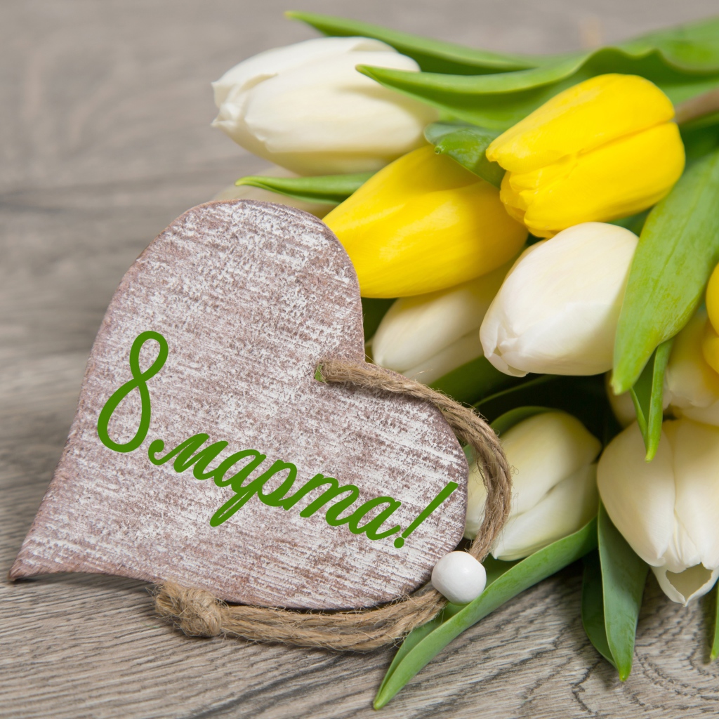 Белые и желтые тюльпаны на 8 марта