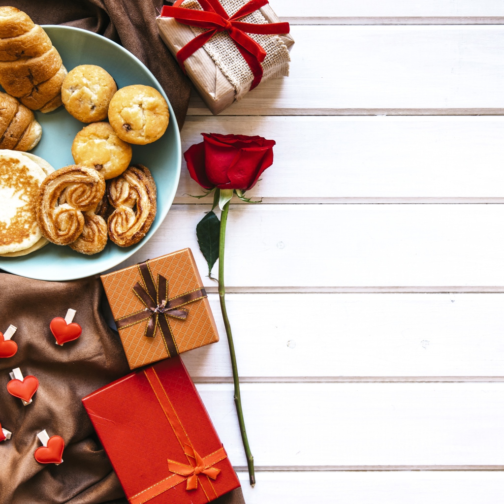 Завтрак для любимой, фон для открытки на День Святого Валентина