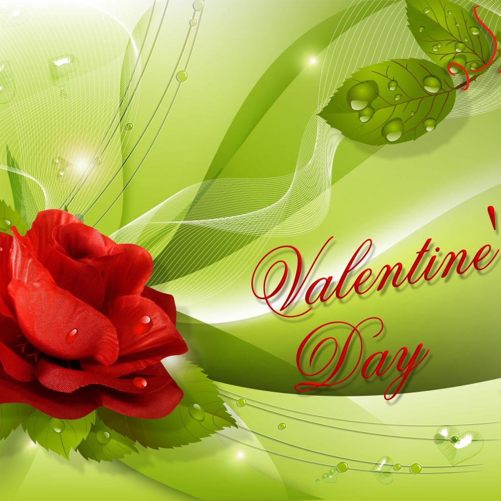 Графическая открытка с розой и надписью на день Святого Валентина