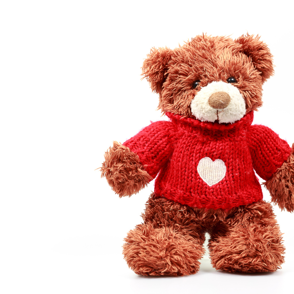 Плюшевый медвежонок Тедди в красном свитере с сердечком, подарок на день влюбленных 