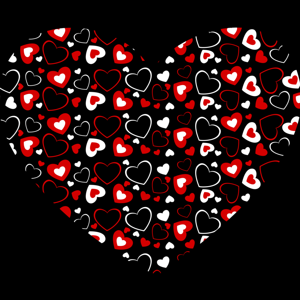 Разноцветное сердце на черном фоне