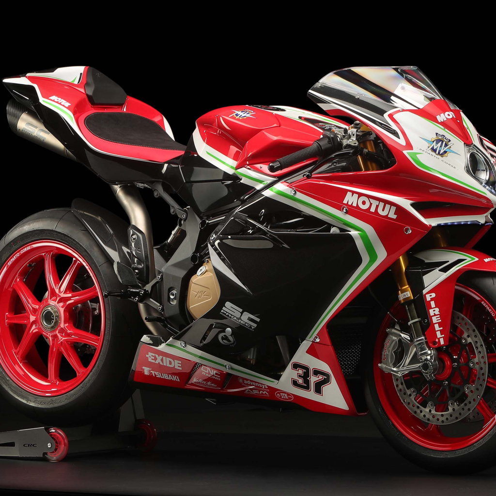 Спортивный мотоцикл Agusta F4 RC, 2019 года на сером фоне