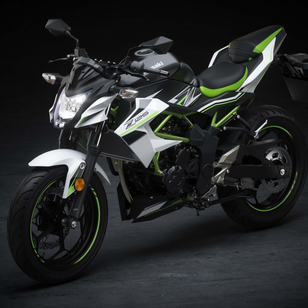 Мотоцикл Kawasaki Z125, 2019 года на сером фоне
