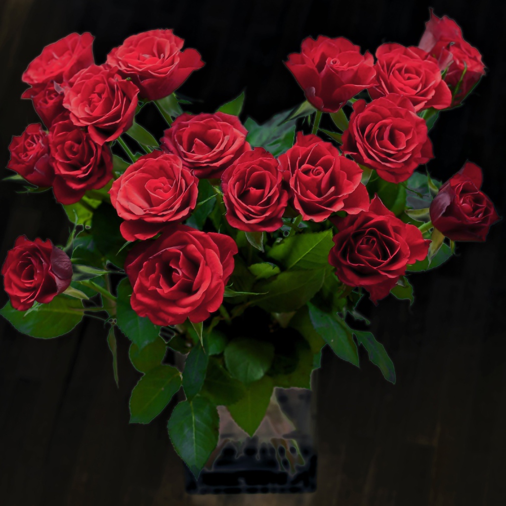 Красивый букет красных роз в вазе