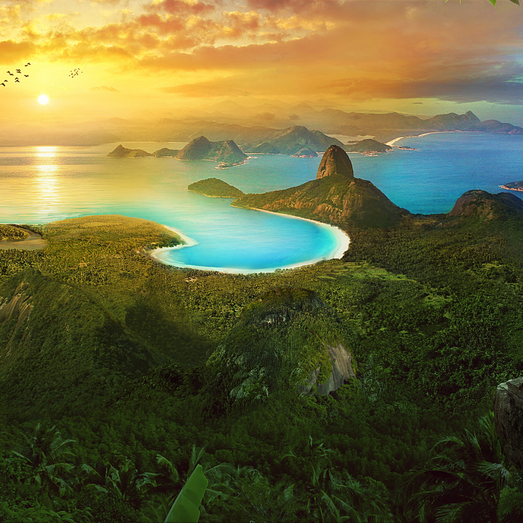 Закат солнца над заливом, Рио-де-Жанейро